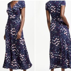 Boden Navy and Pink Midi Dress